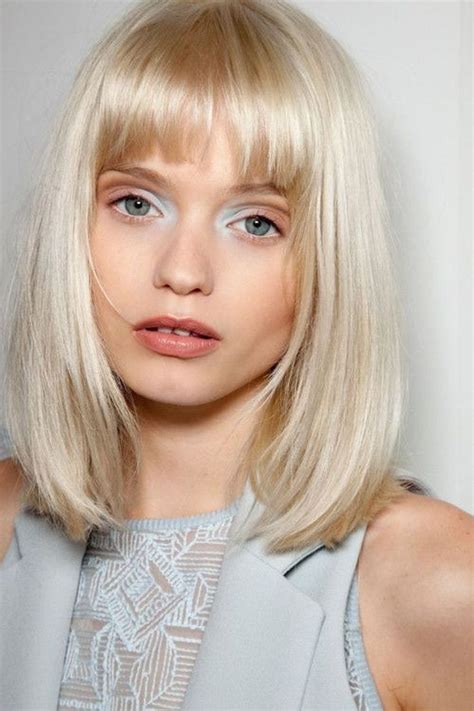 blonde long bob with bangs|blonde bob with fringe hairstyles.